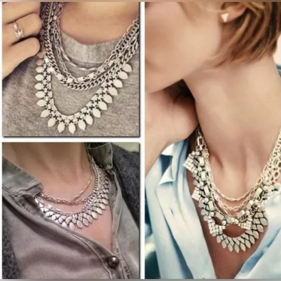 Stella & Dot Sutton Multilayered 5-way Silver Statement Necklace - Picture 9 of 12